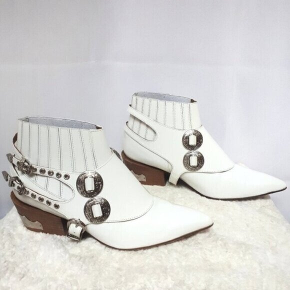 Toga Pulla White Harness Ankle Boots Western 37 - Picture 3 of 16